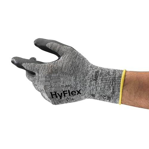 Ansell HyFlex 11-801 Nylon Glove, Black Foam Nitrile Coating, Knit Wrist Cuff, X-Large, Size 10 Pack of 12