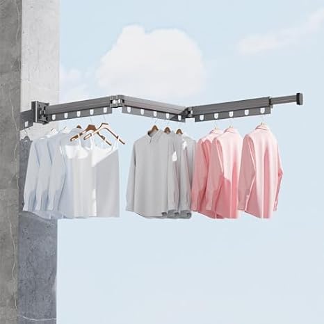 Wall Mounted Clothes Dryer Clothes Hanger Rack, Retractable Clothes Drying Rack Laundry Drying Rack Wall Mount, Clothes Airers Indoor Strong Folding, Collapsible (Tri-Fo