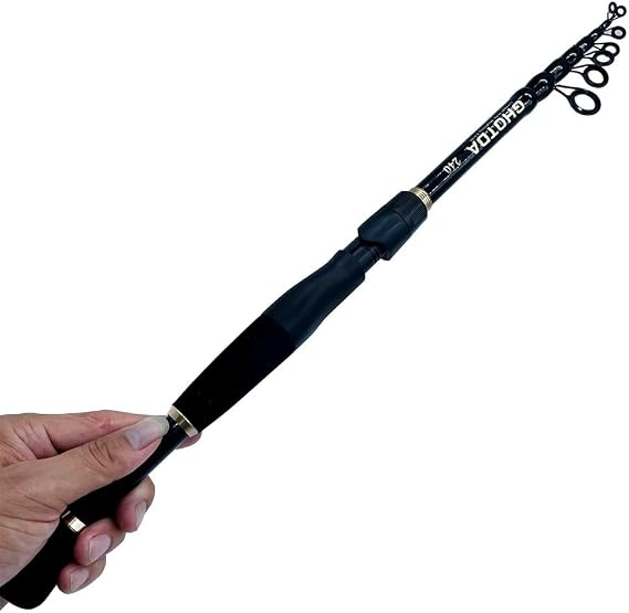 Valkyrie 2.4m Carbon Fiber Spinning 10-40gr LRF Fishing Rod - Ultra Light 125gr - Spin and Baitcasting Horse Pull - 2kg carry - 8 Node Telescopic