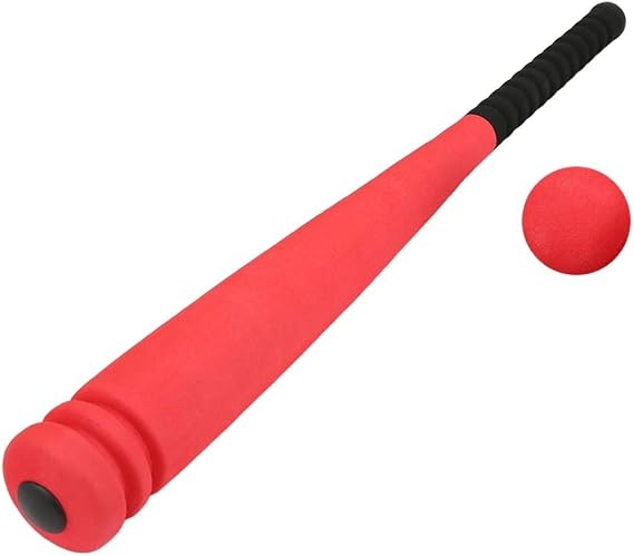 Kids Foam Baseball Bat, Soft Sponge Plastic Wiffle Ball Bat, for Toddler Practice, Lightweight Safe Indoor Outdoor Training Toy, with Ball, 21.3 Inch Red Blue Yellow(red)