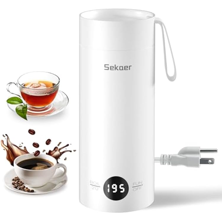 Sekaer Small Travel Portable Electric Kettle, Mini Tea Kettle Hot Water Boiler, 0.5L & 500Watts, with 4 Variable Presets and 304 Stainless Steel, SKE-850W