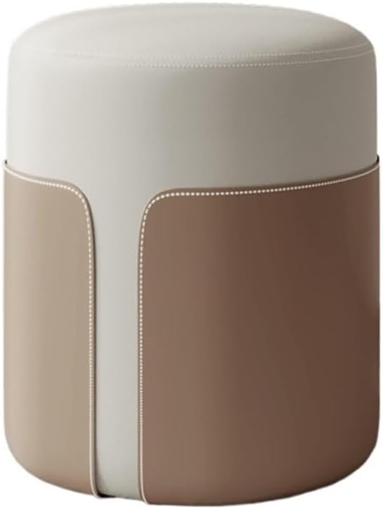 Modern Round Ottoman with Soft Padded Seat, Vanity Chairs for Makeup, Great for Living Room Bedroom Makeup Room(Size:12.6 * 12.6 * 15in) (Color : Brown)