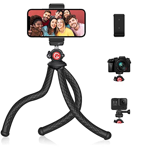 GooFoto Phone Tripod, Flexible Tripod for iPhone, Android Cell Phone and Camera, Bendable Mini Portable Holder for Video RecordingVloggingSelfie BlackRed