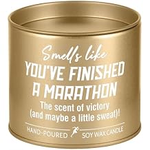 Marathon Candle - Gifts for Runners Women Men, Running Accessories - Track and Field, Cross Country, 5K 10K Run, Half Marathon Essentials, Soy Wax Candle, 9oz (Matte Gold)