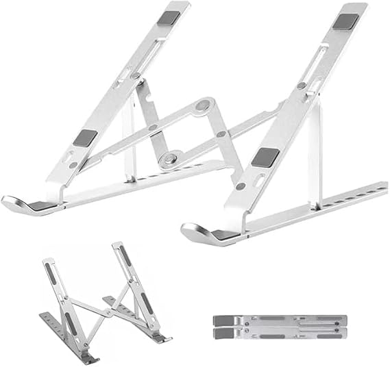 AL-10 Alüminyum Macbook+Tablet + (7"-17") Arası Tüm Laptoplara Uyumlu 7 Kademeli Notebook Stand