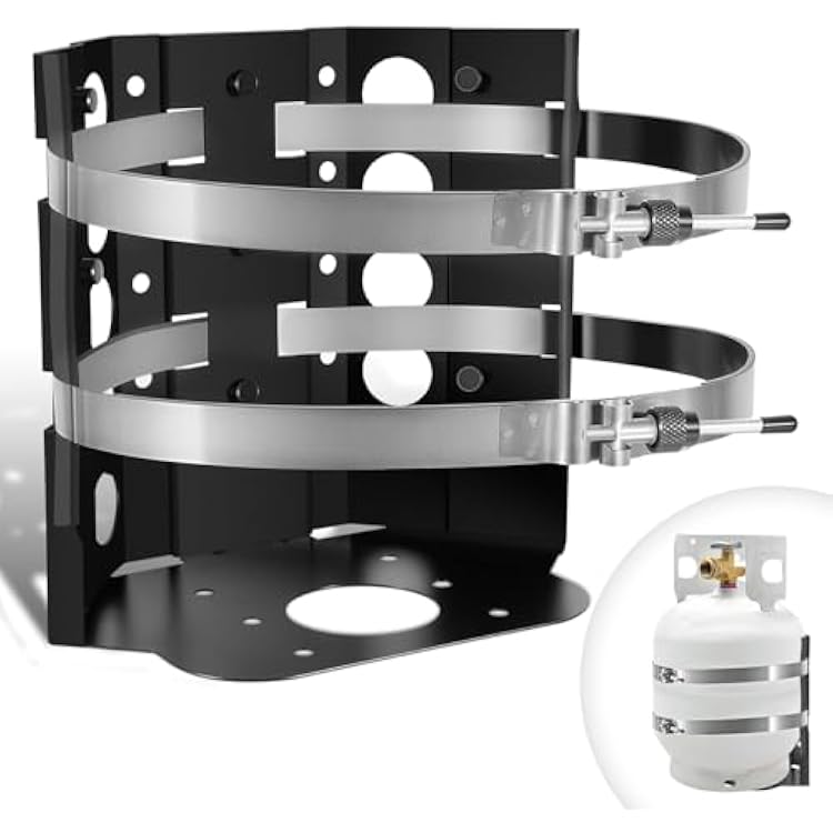 20 lb BBQ Propane Tank Holder, Marine-Grade Stainless Steel 12-Inch Diameter BBQ Gas Tank Mounting Bracket for Truck Bed, Car, RV, Boat, Replace for BKT-2290