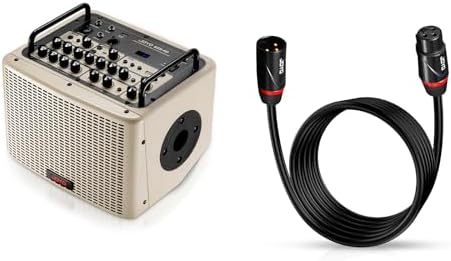 JOYO 40 Watt Acoustic Combo Amplifier (BSK-40 White) Bundles with JOYO XLR Cables 20ft (CM-28)