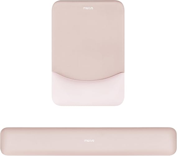 MOSISO Wrist Rest Support Mouse Pad & Keyboard Set, Apricot