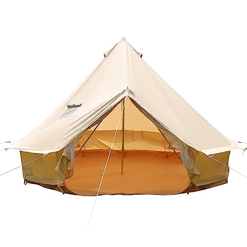 B BAIJIAWEI Outdoor Camping Tent, Yurt Tent with Stove Jack, 4 Season Luxury Cotton Bell Tents for Family Camping 468 Person