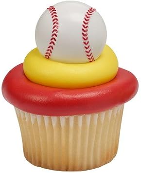 3D Baseball Cupcake Rings, White