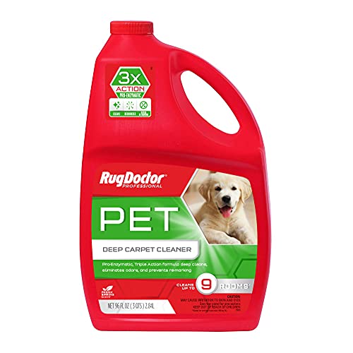Rug Doctor Pet Carpet Cleaner, 96 oz., Pro-Enzymatic Formula with 3X Action - Cleans, Deodorizes, Deters Remarking, Concentrated Solution, Professional Grade for Pet Stains & Odors