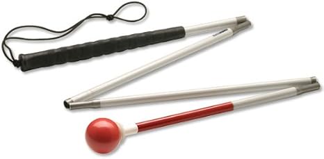 Ambutech Alum. 4-Sec. Folding Cane- Red Ball-54-in