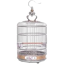 Wrought Iron Birdcages Round Metal Birdcage Large Bird Cages Simple Retro Bird Carriers for Home Garden,Plum 36cm/14.1in
