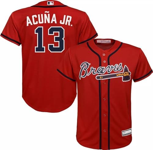Ronald Acuna Jr. Atlanta Braves MLB Kids Youth 8-20 Red Alternate Player Jersey