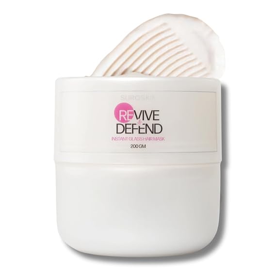 Suroskie Revive & Defend Hair Mask with Keratin, Collagen, Shea Butter, 5-Minute Treatment, Korean Formula
