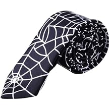 Spider Web Tie Necktie Halloween Ties Halloween Costume Accessories for Men Skinny Thin Neck Ties Mens Slim Necktie Cosplay Neck Tie for Women Men Wedding Party Neckties for Man