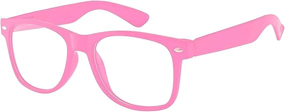 OWL Classic Vintage Sunglasses 80s Style with Clear Lens, Smoke Lens Nerdy Colorful Frames