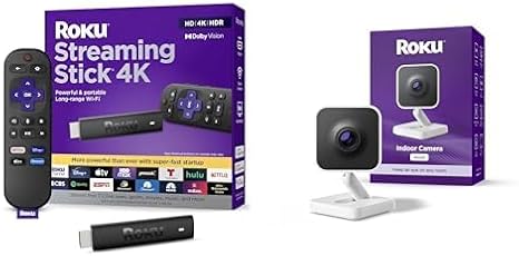 Roku Streaming Stick 4K + Roku Indoor Camera - Home Security - 1-Pack