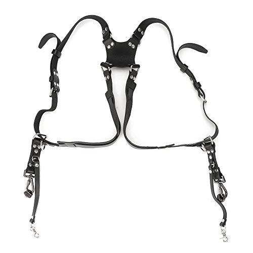 Dual Camera Harness, Adjustable Shoulder Strap with Quick Release Safety Tether for Professional Photographers and Outdoor Gear Harness Double Cameras Photography Accessories DSLRSLR Strap
