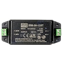 IRM-30-12ST Industrial Power Supply, 12V 2.5A 30W, UL Certified, Compact Design, Wide Input, for Automation, Control Panels