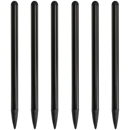 6-Pack Black Dual-Tip Stylus Pens Universal Touchscreen Stylus Compatible with iPad, Samsung Galaxy, Smartphones & Resistive GPS Devices