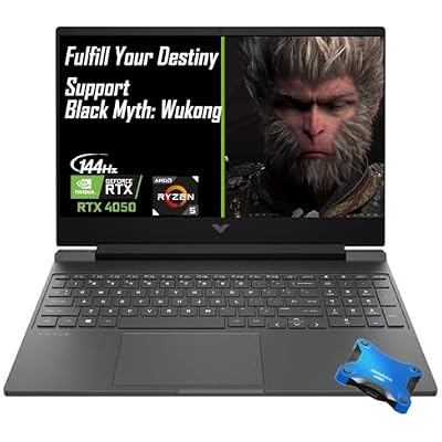 HP Victus 15.6 Ryzen 5 RTX 4050 Gaming Laptop, 15.6 FHD 144Hz, AMD Ryzen 5 8645HS Beats Intel i7-1355U, NVIDIA GeForce RTX 4050, 64GB RAM, 2TB SSD, W11H, with 512GB External SSD Bundle