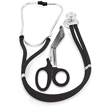 ASA TECHMED Sprague Double Tube Adult and Pediatric Stethoscope + Matching EMT Shears, Ideal for EMT, Nurse, Doctor, Medical Student, Paramedic, and First Responders (Hunter Green)
