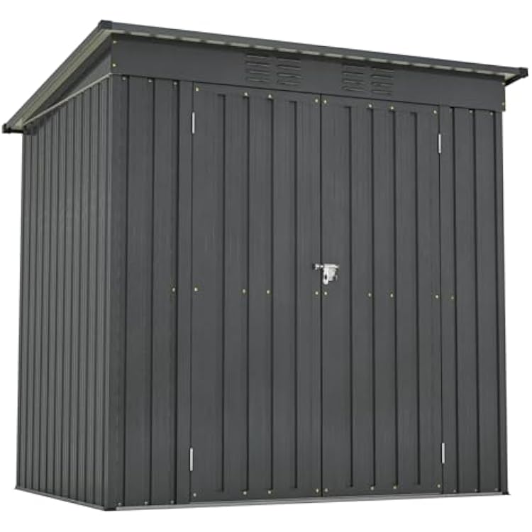 6X4 FT Outdoor Storage Shed, Metal Tool Shed & Outdoor Storage with Lockable Door and Vents Ideal for Bicycles, Tools, Lawnmowers, Backyards, Patios, Lawns