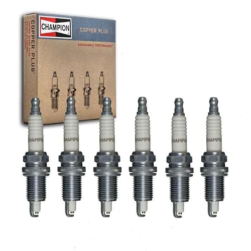 6 pc Champion Copper Plus Spark Plugs compatible with Jeep Wrangler 4.2L L6 1987-1990
