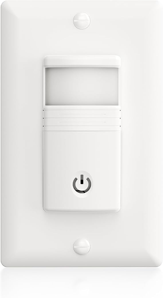 ECOELER Motion Sensor Light Switch, Single Pole No Neutral Wire Wall Switch | OCC & VAC Selectable Sensor Switch, PIR Infrared Motion Activated Switch with Sensitivity / Tmier Adjustable, UL & FCC Listed