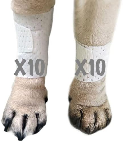 PawFlex Basic Leg Bandages for Dogs, Cats, Pets -First- aid Non Adhesive Fur Friendly, Soft Stretch Wound Care, hot Spots, Fungus, Adjustable Fastening Strap Value Pack (Medium 20-Pack)
