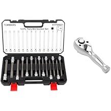 TOMMARS 14-PC Long Torx Bit Socket Set with 3/8" Drive Stubby Ratchet