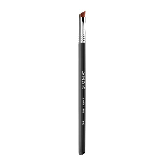 Sigma Beauty E65 Small Angle Brush Use for Winged Eyes or Brow - Precision Angled Brush for Gel or Powder Products - Create Precise Lines & Strokes - Chrome