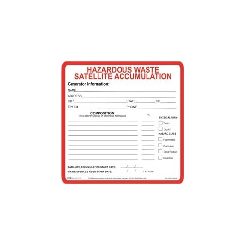 Hazardous Waste Satellite Accumulation Label - 6 x 6 Pack of 25