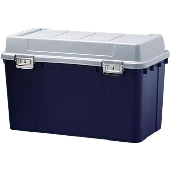Iris Ohyama KB-780 Storage Box, Outdoor Delivery Box, Storage Supplies, Buckle Stocker, Airtight, Lid Included, 33.7 gal 105 L, Dark Blue