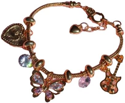 The Diaries Bracelet v.2 Gold Plated Bracelet, Butterfly Heart Charm Bracelet