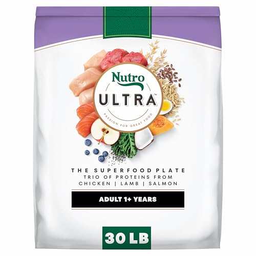 Nutro Ultra Dry Dog Food for Adult Dogs with a Trio of Proteins from Chicken, Lamb and Salmon, 30 lb. Bag