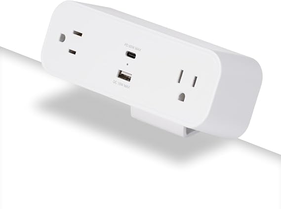 UPLIFT DESK DuoMount Desk Clamp Power Strip USB-C & USB-A Charging Desk Power Strips with 10ft Cord, Edge Mount Hub for Home Office and Gaming Accessories (White)