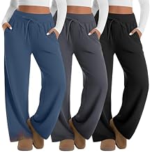 3 Pack Women's Plus Size Wide Leg Sweatpants Fleece Lined Baggy Lounge Pants Winter Thermal Warm Sweat Pants