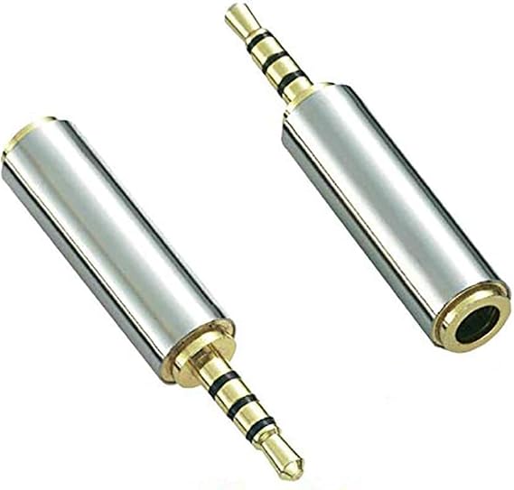 Adhiper 2.5mm Male to 3.5mm Female Audio Adapter Gold Plated Aux Auxiliary Plug Splitter 3 Ring Jack Support Converter Headphone Earphone Headset Stereo or Mono(2 Pack
