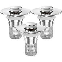 Sink Stopper Hair Catcher, Pop-up Sink Drain Strainer with Removable Stainless Steel Strainer Basket Hair Catcher, Bathroom Sink Strainer for Bathroom Sink Stopper Replacement (3PCS)