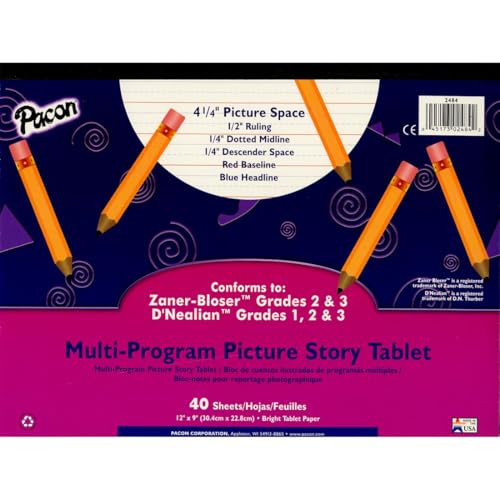Pacon Multi-Program Picture Story Handwriting Paper Tablet, Ruled Long, 9 x 12, 40 SheetsTablet