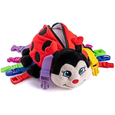 Buckle Toys - Becky Ladybug Stuffed Animal - Montessori Learning Activity Sensory Processing Toy - Develop Motor Skills and Problem Solving - Autism Sensory Toys