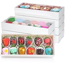 RomanticBaking 20PCS Strawberry Boxes Cookie Boxes Bakery Boxes Treat Boxes for Christmas Valentine's Wedding(12"x4.8"x2")
