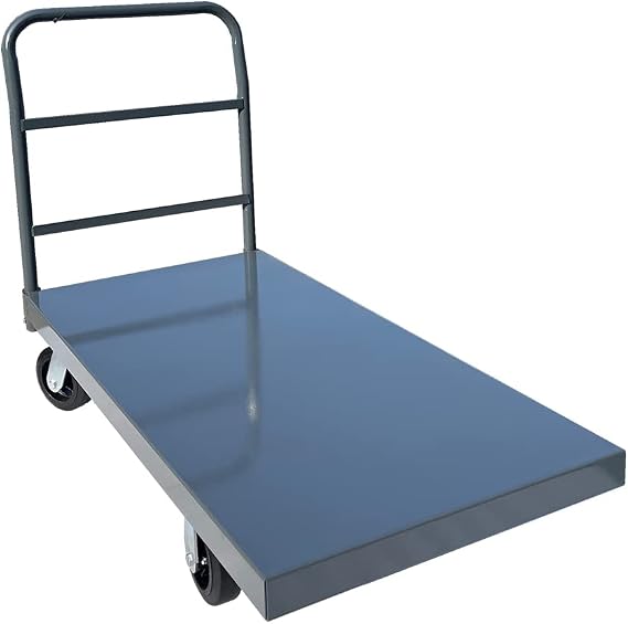 Steel Platform Truck/Smooth Deck Platform Truck Industrial Push Cart 60" L x 24" W Portable Dolly Large Flatbed with 6" Wheels 2000lb Capacity, Gray