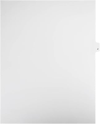 Blumberg Alphabetical Notebook Dividers, Side Tabbed, Letter Size, Not Punched with Holes, 25 Sheets of The Same Letter per Package J