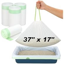 Thickened Extra Large Cat Litter Box Liners 37" x 17", 40 Count Kitty Waste Bags with Drawstring Heavy Duty Tear-Resistant Waterproof Pre-Separated Cat Litter Pan Liners for Easy Cleanup