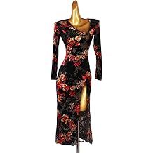 JRUIA Women's Latin Training Dresses Cha Cha Ballroom Performance Costume Salsa Foxtrot Practice Dancing Outfit Slit Skirt