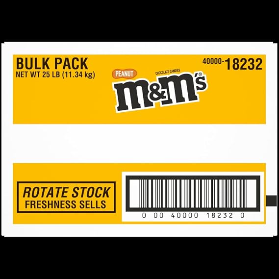 M&M's Peanut Milk Chocolate Candy Bulk Bag, 25 Pound, Resealable - Party Size Snack Mix & Baking Supply