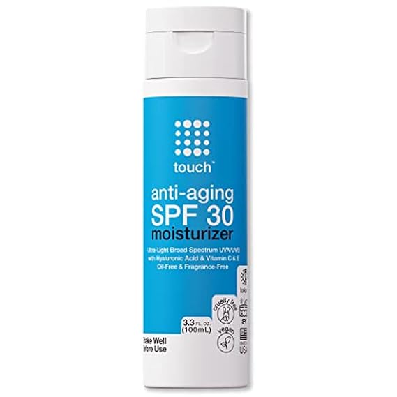 TOUCH SPF 30 Face Moisturizer with Vitamin C & Hyaluronic Acid, 3.3 oz | Broad spectrum SPF 30 moisturizer with Vitamin C, Vitamin E & Hyaluronic Acid, 3.3 oz